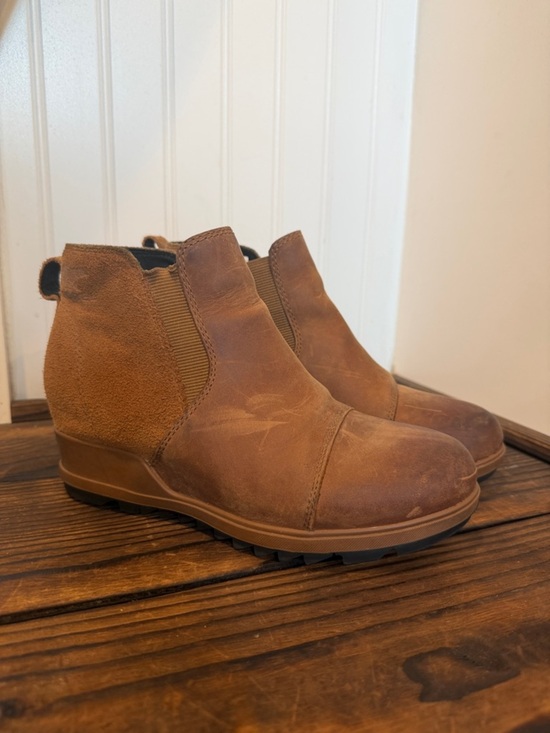 Sorel Lexie Waterproof Leather Wedge Boot | Mercari Sorel Brown Rustic Leather Wedge Ankle Boot